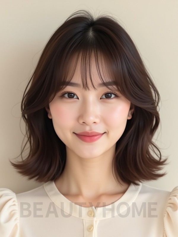 어깨 웨이브 단발+뱅