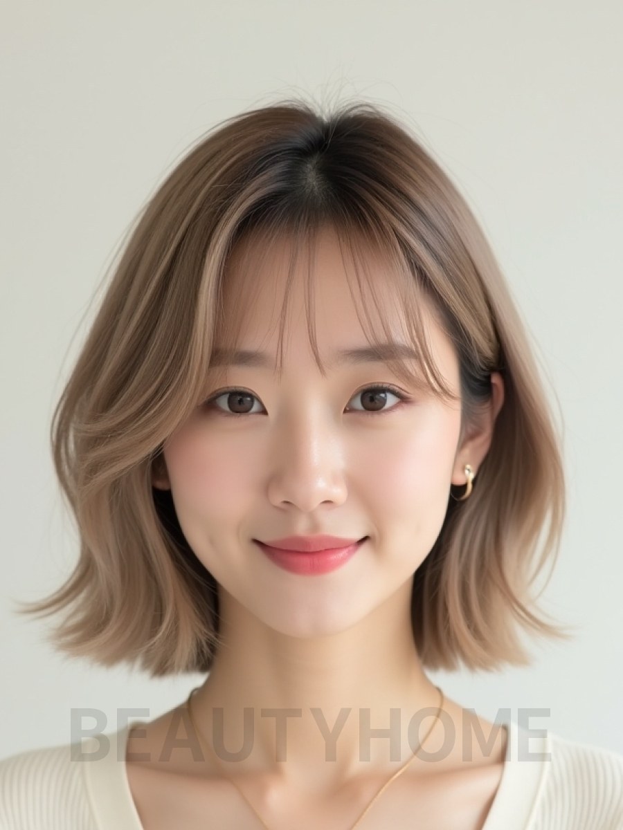 쇄골 레이어드 단발+뱅