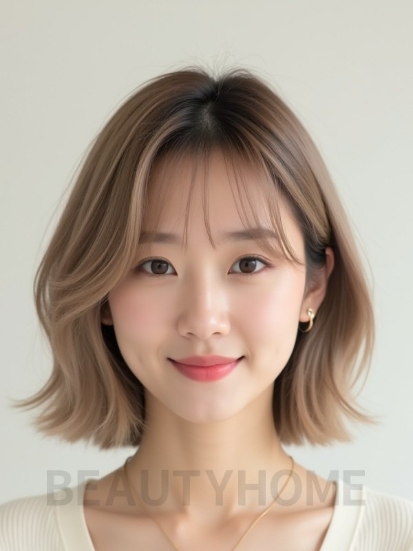 쇄골 레이어드 단발+뱅