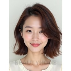 마호가니 귀밑 스택 단발