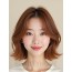베이지 브라운 턱선 레이어드 단발+시스루뱅