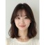 초콜릿 브라운 쇄골 스트레이트 단발+시스루뱅