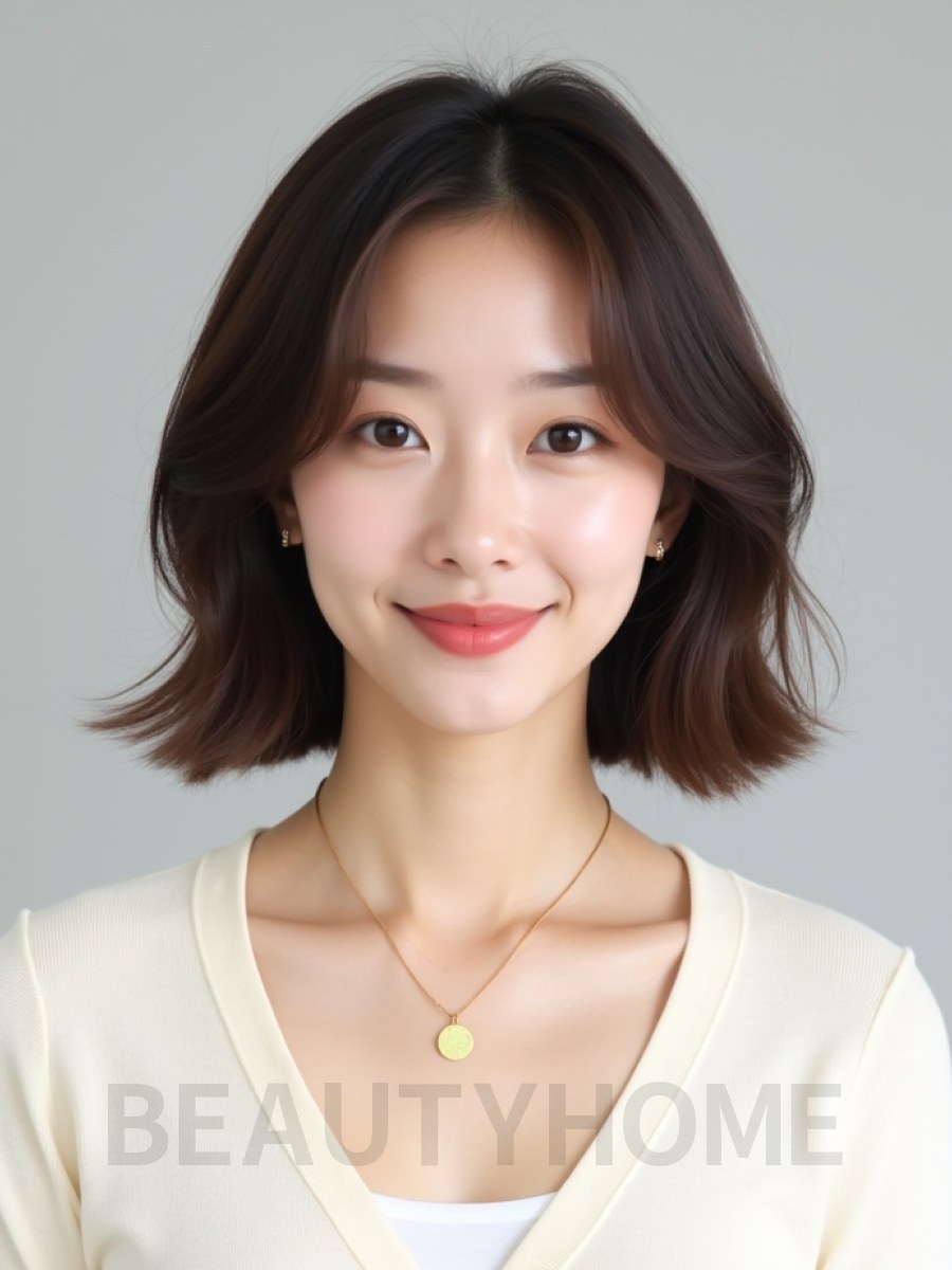다크 애쉬 브라운 쇄골 인버티드 단발