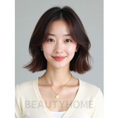 다크 애쉬 브라운 쇄골 인버티드 단발