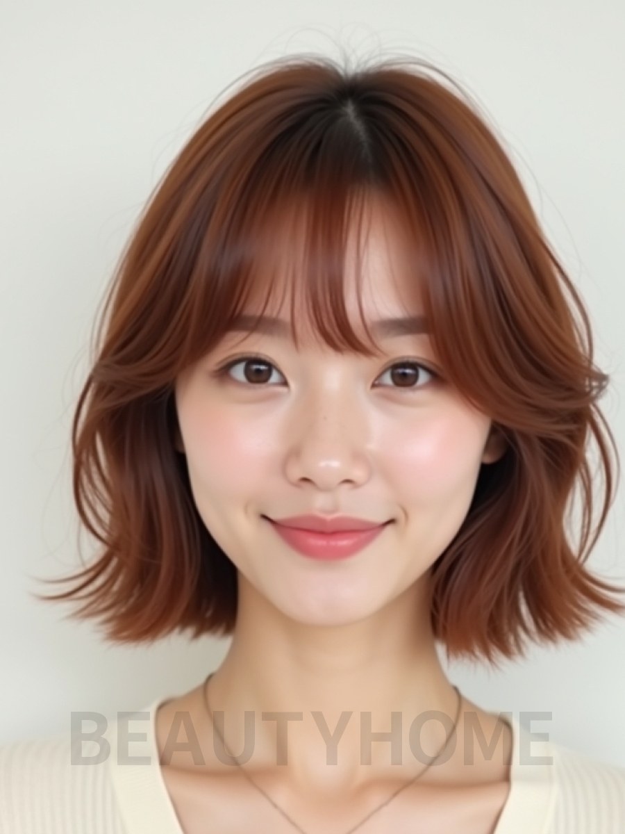 귀밑 레이어드 단발+커튼뱅