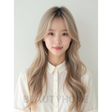 애쉬 베이지 긴 생머리+시스루뱅