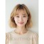 샌드 블론드 귀밑 그라데이션 단발+커튼뱅