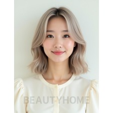 애쉬 블론드 어깨 그라데이션 단발