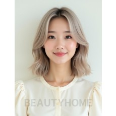 애쉬 블론드 어깨 그라데이션 단발