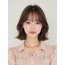 베이지 브라운 쇄골 인버티드 단발+커튼뱅