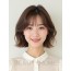 밀크티 브라운 귀밑 비대칭 단발+시스루뱅