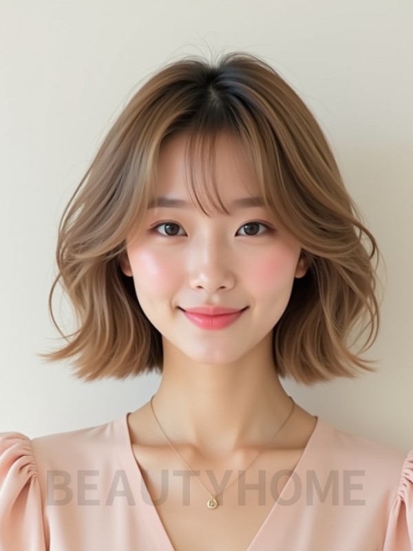 귀밑 컬 단발+풀뱅