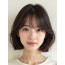 초콜릿 브라운 어깨 블런트 단발+풀뱅