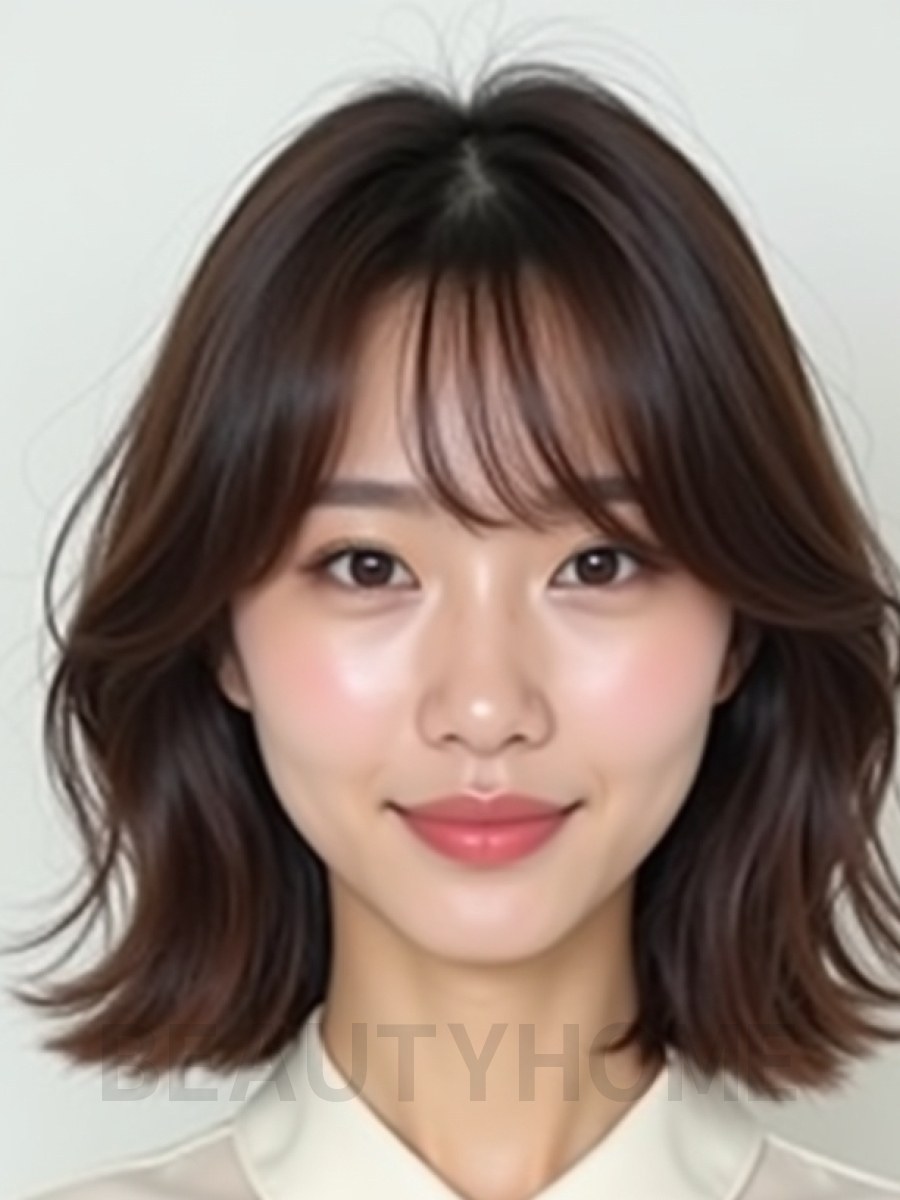 쇄골 레이어드 단발+풀뱅