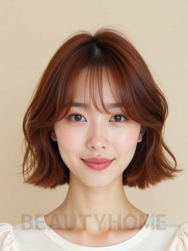 턱선 블런트 단발+시스루뱅