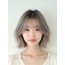 애쉬 브라운 턱밑 스택 단발+시스루뱅