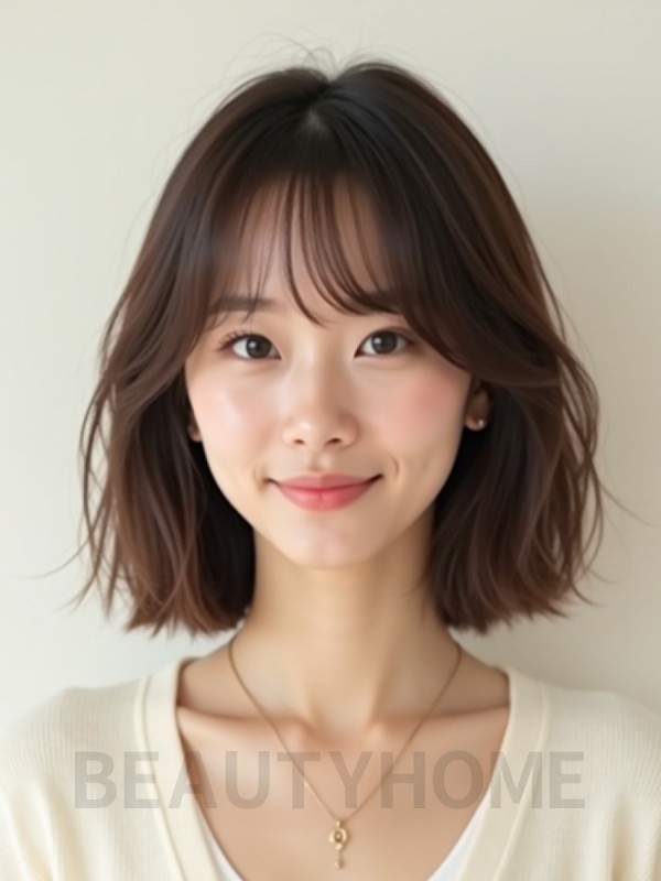 귀밑 스트레이트 단발+풀뱅