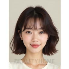 초콜릿 브라운 귀밑 그라데이션 단발+뱅