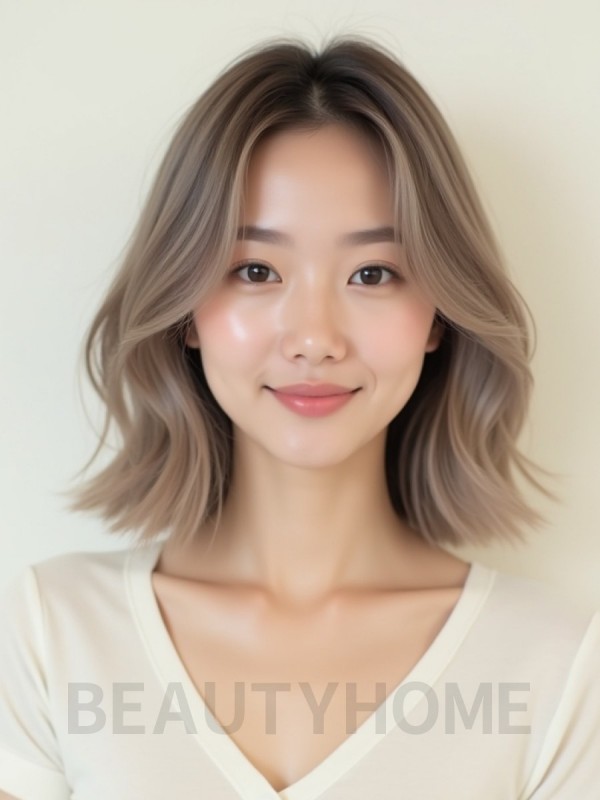 토프 브라운 어깨 텍스처 단발