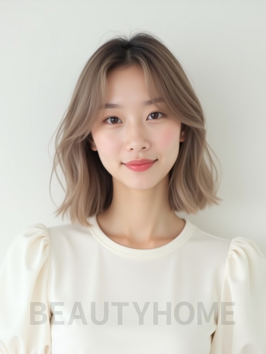 토프 브라운 쇄골 그라데이션 단발