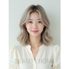 애쉬 블론드 어깨 웨이브+센터