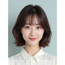 초콜릿 브라운 어깨 스택 단발+뱅