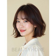 어깨 비대칭 단발+뱅