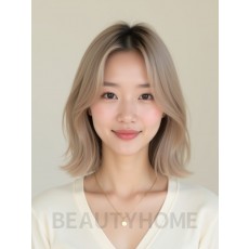 샌드 블론드 쇄골 생머리+센터