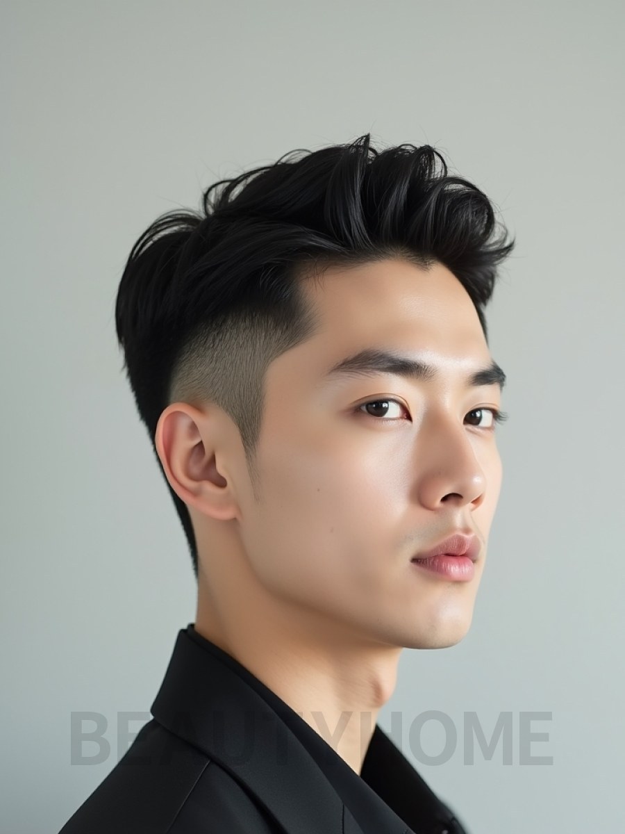 남성 블랙 투블럭