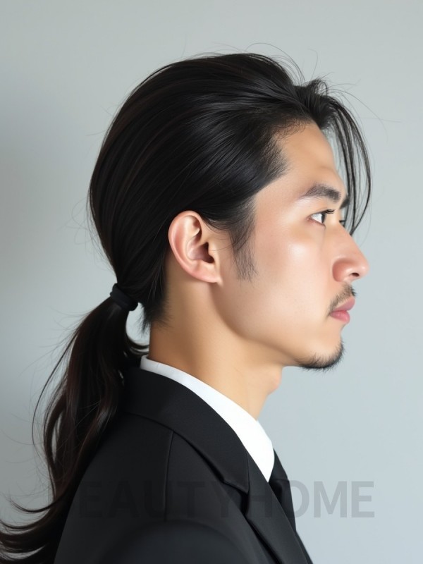 남성 블랙 포니테일