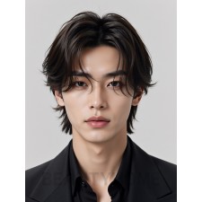 남성 브라운 레이어드컷