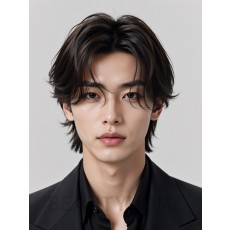 남성 브라운 레이어드컷