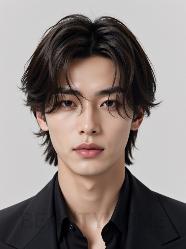 남성 브라운 레이어드컷
