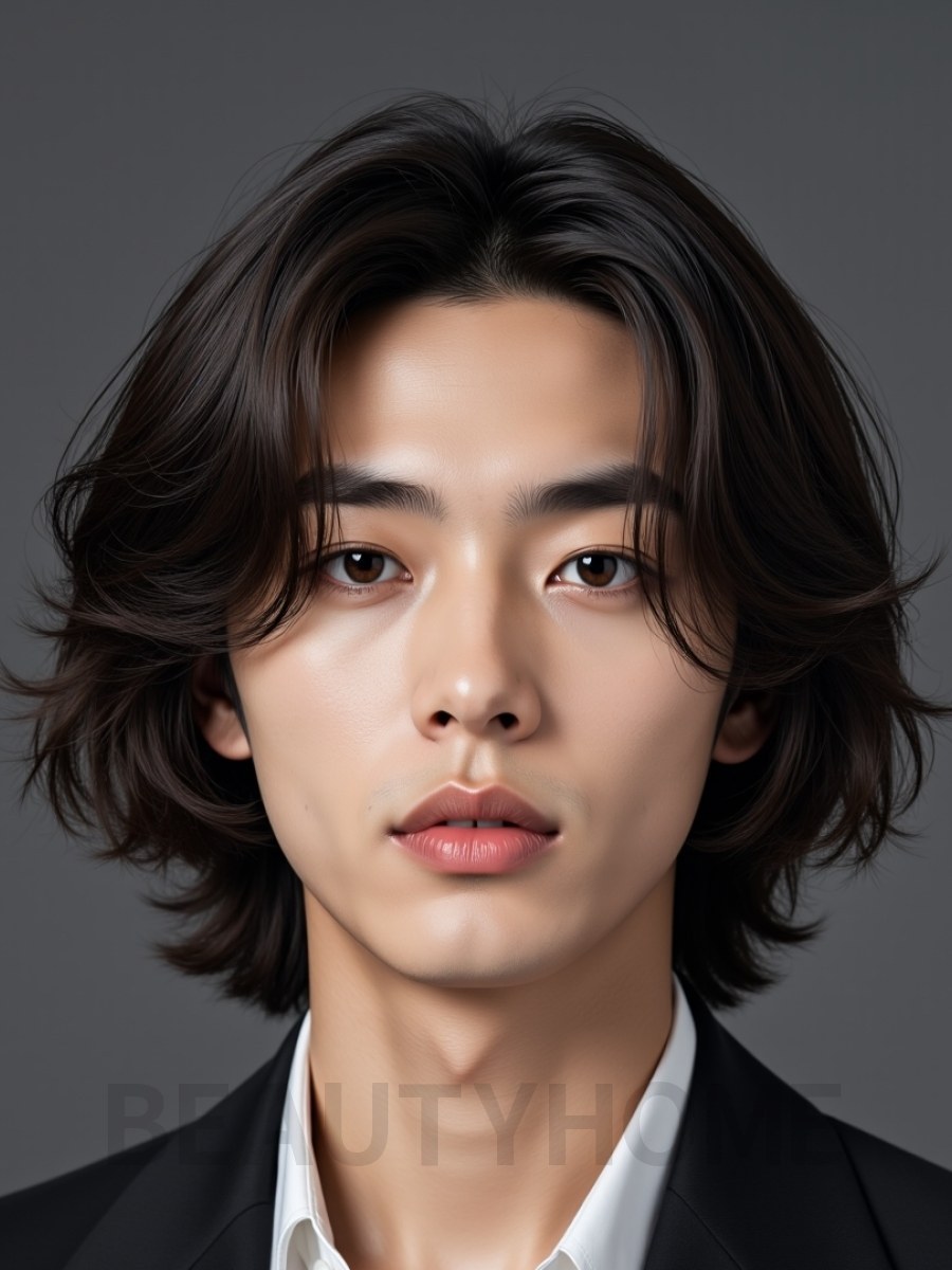 남성 브라운 레이어드컷