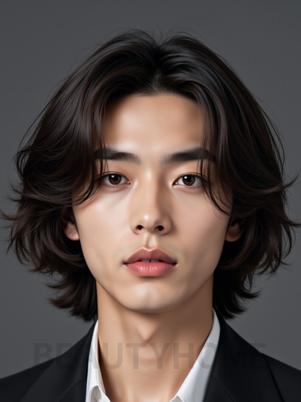 남성 브라운 레이어드컷