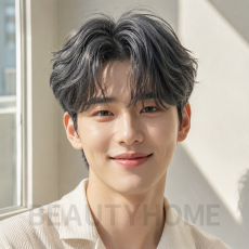 남자 리프컷 다크 애쉬 그레이 염색