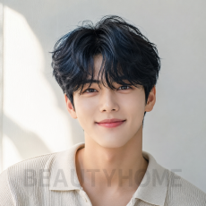 남자 리프컷 블루 블랙 염색