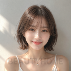 여자 단발 테슬컷 모카 브루넷 염색