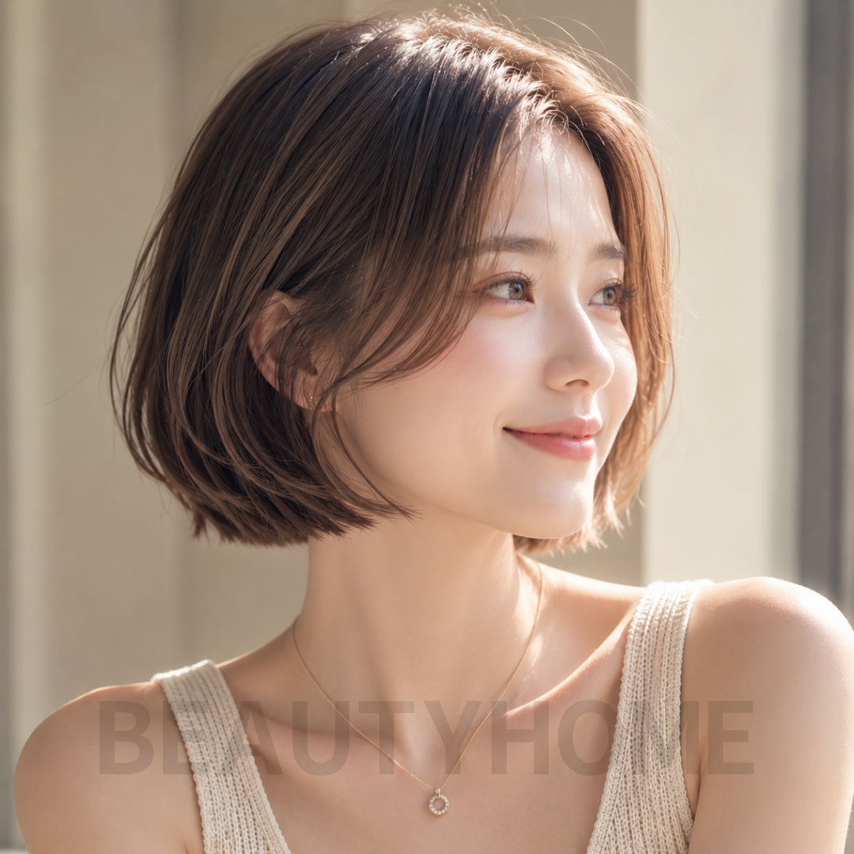 여자 스칸디 보브컷 발라아쥬 브라운