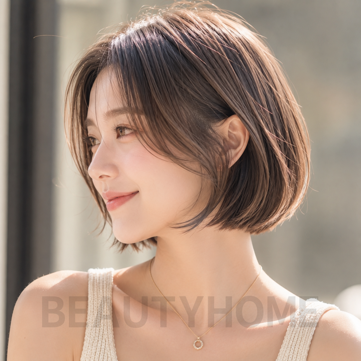 여자 스칸디 보브컷 발라아쥬 브라운