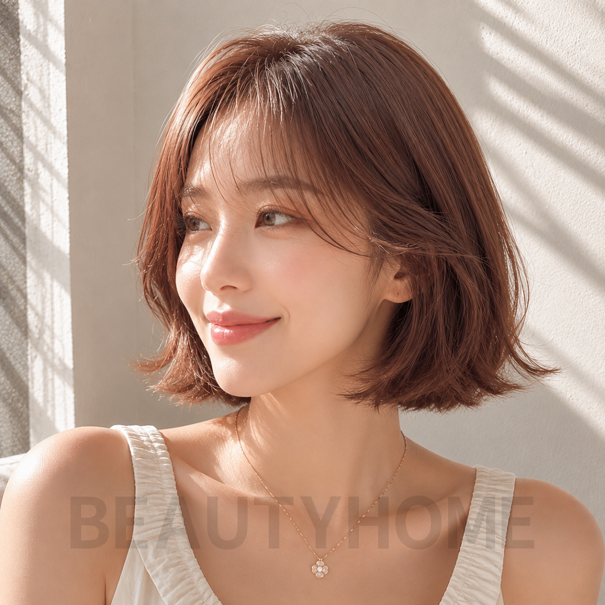 여자 위켄드 보브컷 로즈브라운