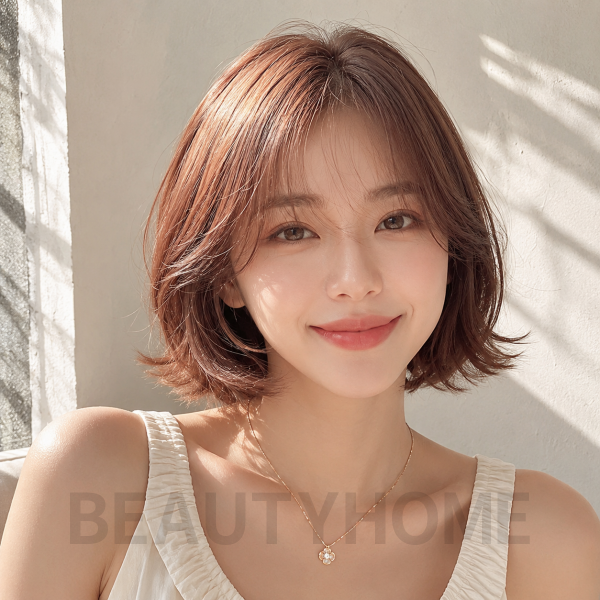 여자 위켄드 보브컷 로즈브라운