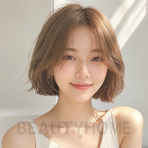 여자 위켄드 보브컷 헤이즐 베이지 염색