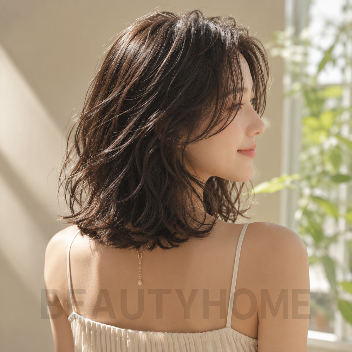 여자 중단발 텍스처 웨이브펌 익스펜시브 브루넷