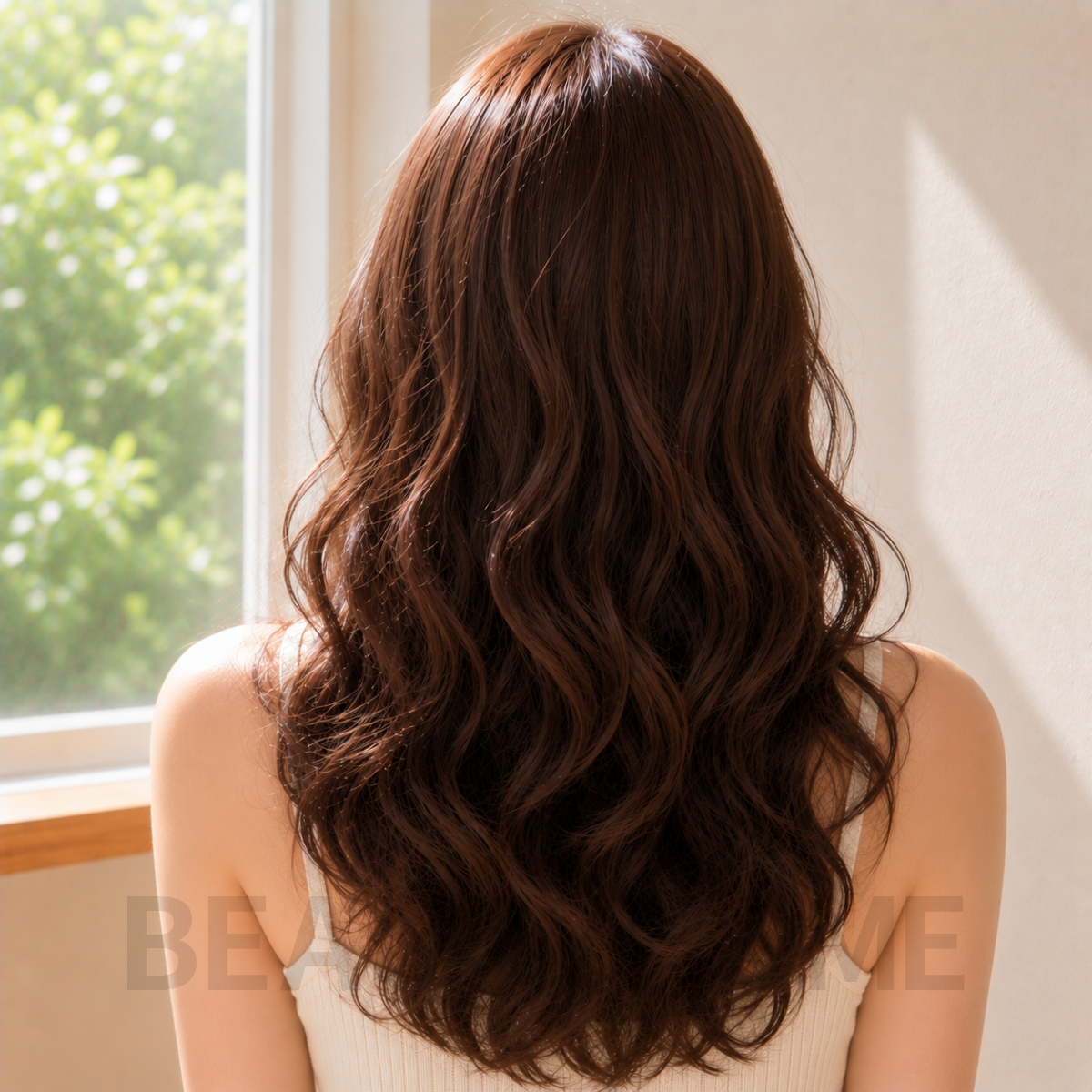 여자 글램 웨이브펌 초콜릿 브라운 염색