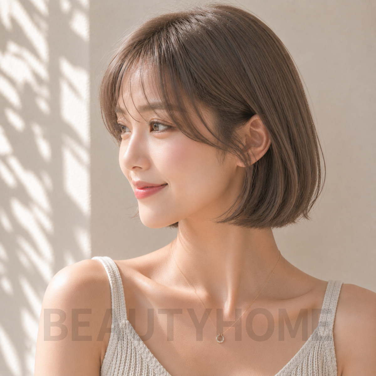 여자 단발 레이어드 보브컷 애쉬 브라운 염색
