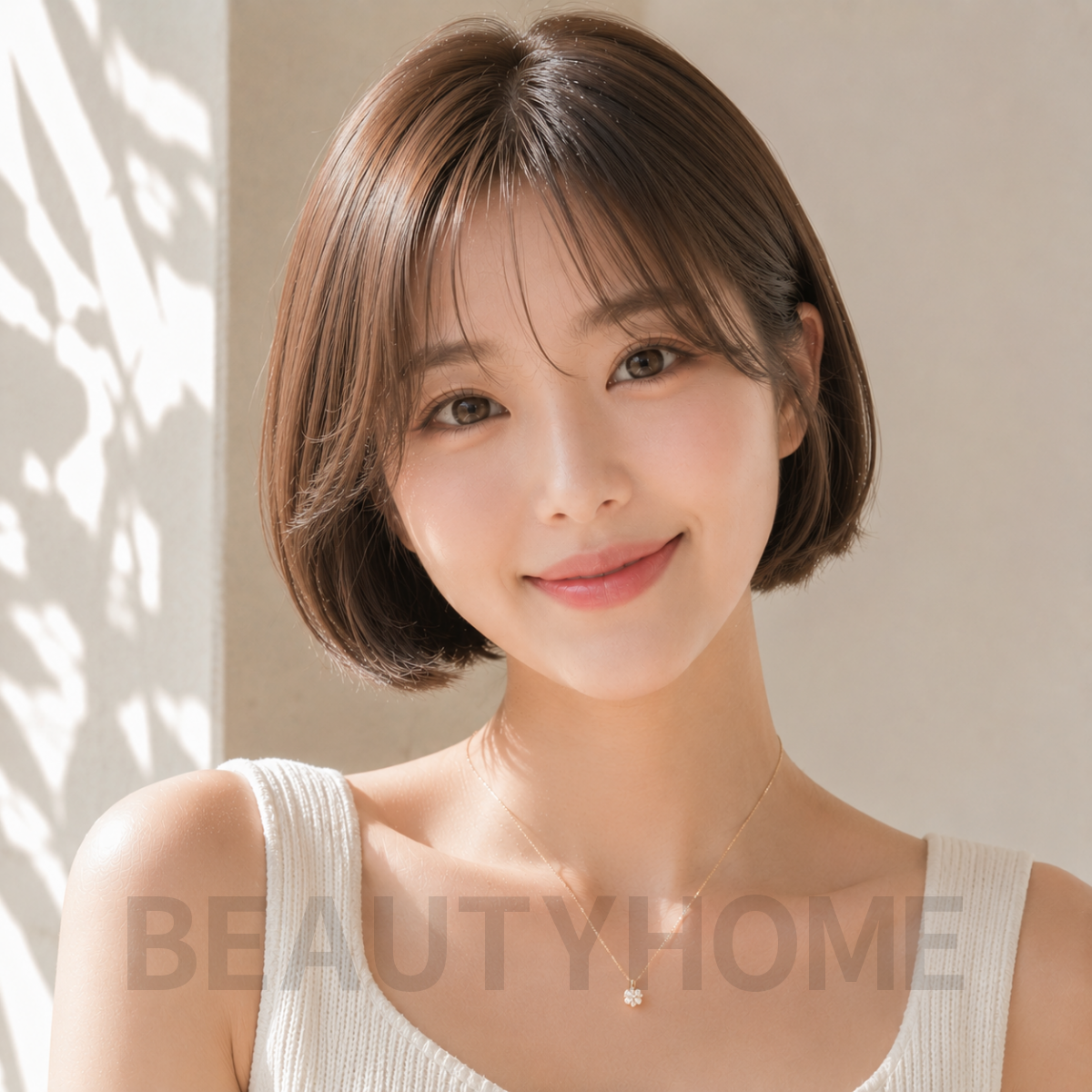 여자 단발 미니 보브컷 코코아 브라운 염색