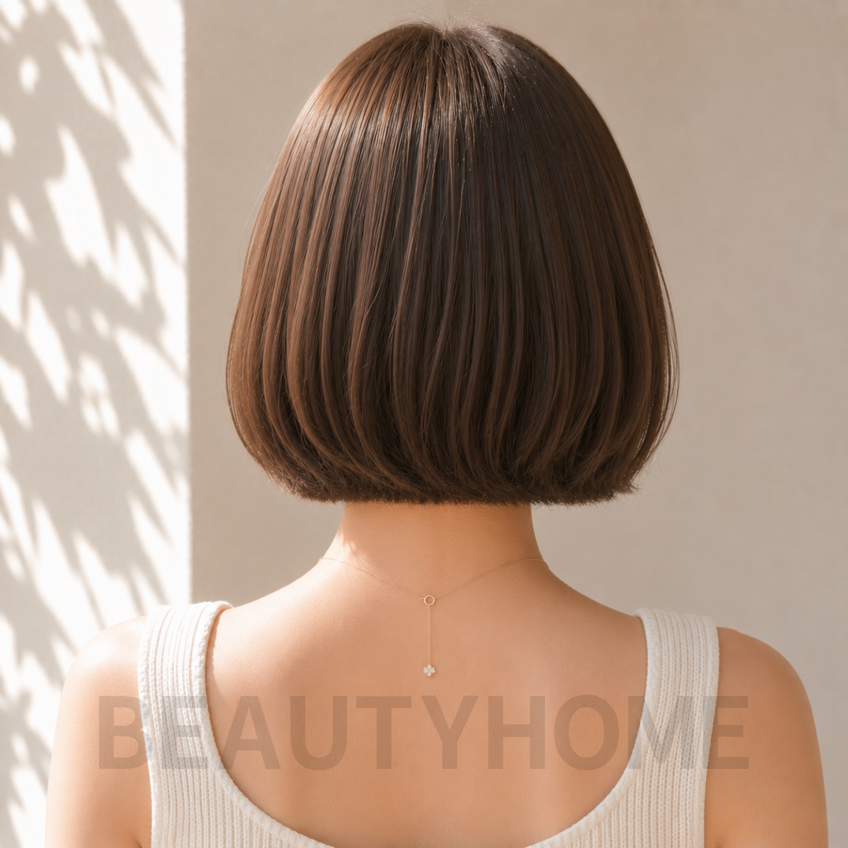 여자 단발 미니 보브컷 코코아 브라운 염색