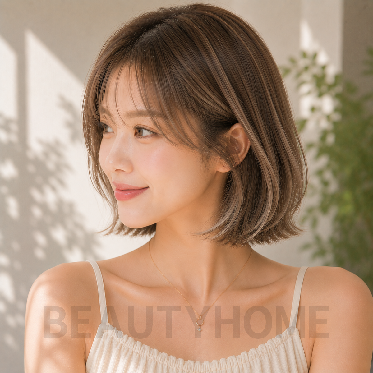 여자 단발 스칸디 보브컷 발레아쥬 브라운 염색