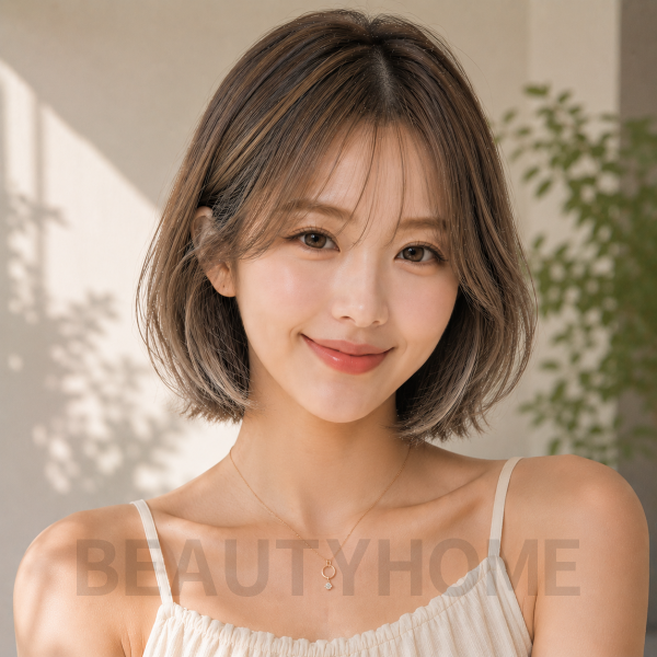 여자 단발 스칸디 보브컷 발레아쥬 브라운 염색